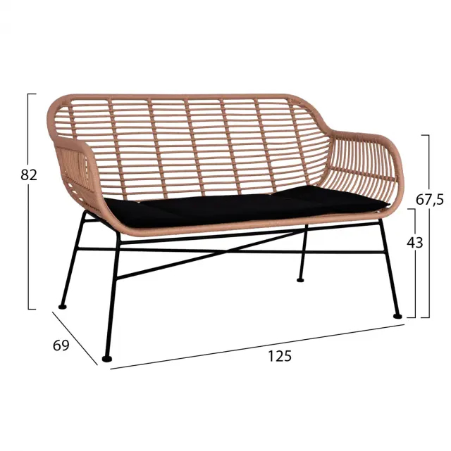 ΣΕΤ ΣΑΛΟΝΙ 4ΤΜΧ FB95460 ΜΕΤΑΛΛΟ & WICKER ΣΕ ΜΠΕΖ ΧΡΩΜΑ 2
