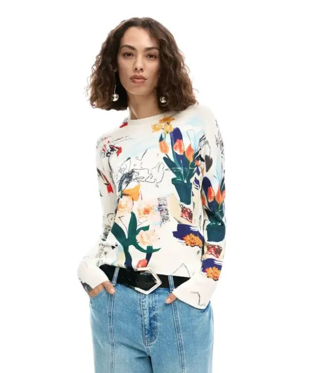 Desigual - Γυναικείο Πουλόβερ Nantes 26SWJF35-1001 Μπεζ 2