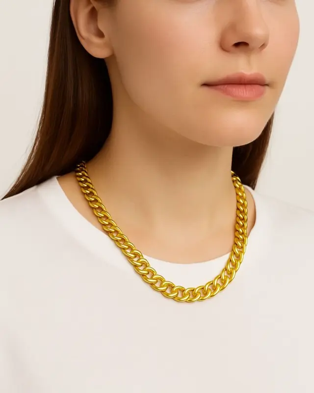 Ghetto Yellow Gold Stainless Steel Chain Necklace | Cuban Link Necklace 2