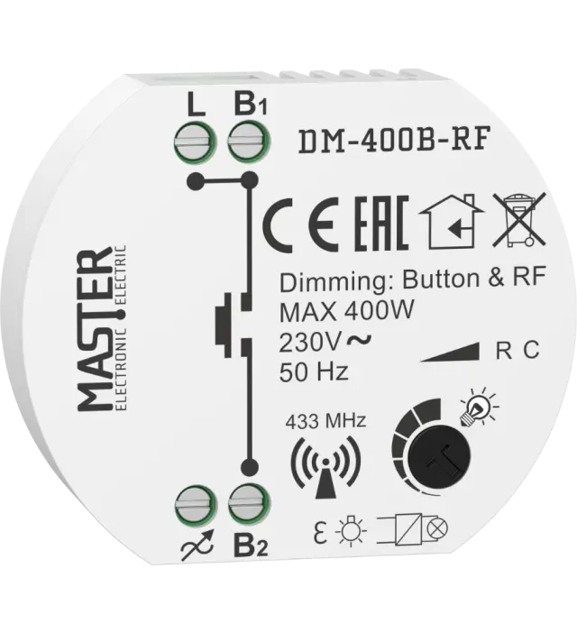 DM-400B-RF DIMMER ΚΥΤΙΟΥ LED 230VAC/400W (ΤΗΛ/ΣΜΟΣ BUTTON & RF) MASTER ELECTRIC