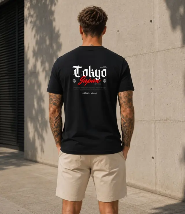 T-shirt Noshame® Μαύρο με τύπωμα Tokyo - 3026058 - XXL