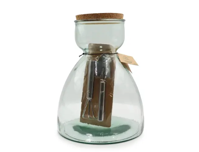 Γυάλινο Φυτώριο Glass Drops Green Terrarium (4816_5) Mε εργαλεία, Aπό 100% ανακυκλωμένο γυαλί, Χωρητικότητας 10500ml, Διαστάσεων Ø 27 x Υ 34 cm 4816_5 2