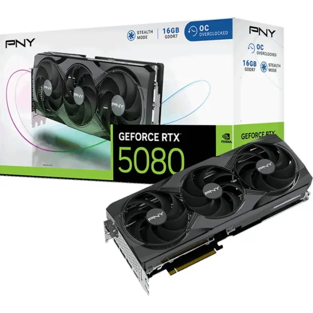 PNY GeForce RTX 5080 OC (DLSS 4, 3x DisplayPort, 1x HDMI 2.1)