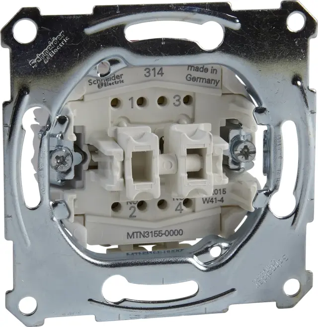 Double pbtn insrt make contact 1 pole, flush-mntd, 10 A, AC 250 V, screwl. term.