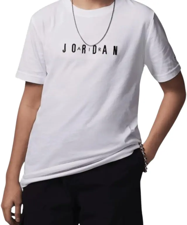 Jordan - Παιδική Μπλούζα T-Shirt Jdb Mj Wordmark 95D634-001 Λευκό - 8 ετών