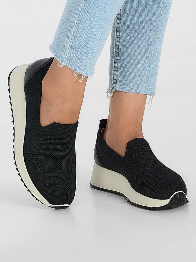 Imac Sneakers Γυναικείο ύφασμα/δέρμα Μαύρο IMA/756900 NERO 2