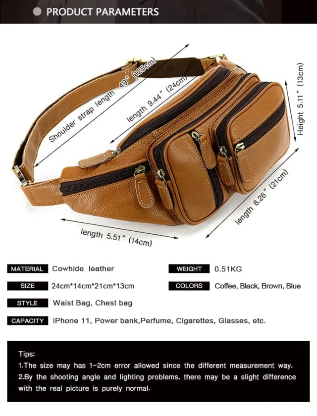 Δερμάτινο τσαντάκι μέσης Cardinal 8336 Καφέ - One Size 2
