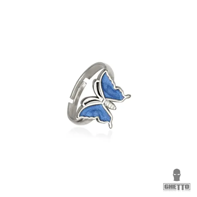Ghetto Butterfly Shaped Adjustable Ring Blue