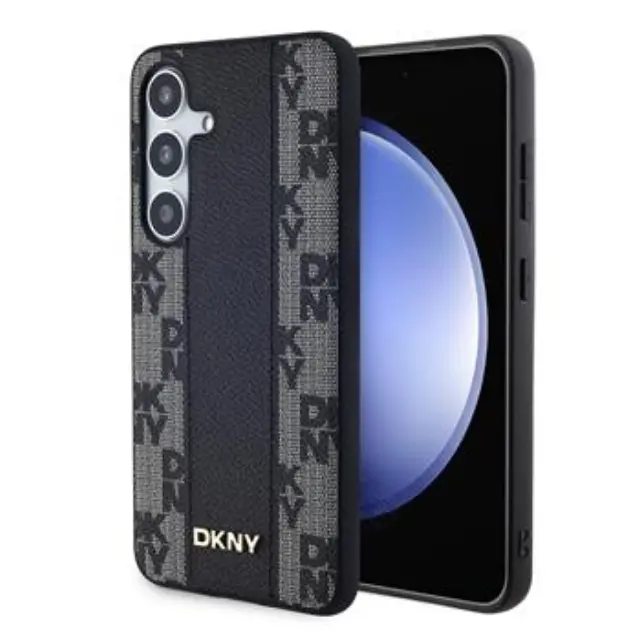 DKNY PU Leather Checkered Pattern Magsafe Case for Samsung Galaxy S24 Black