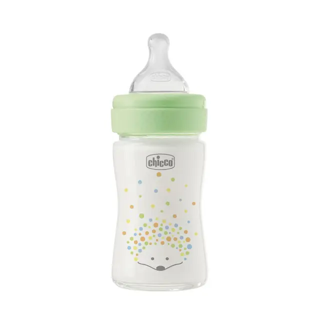 CHICCO Γυάλινο Μπιμπερό Perfect Κατά των Κολικών με Θηλή Σιλικόνης για 0+ μηνών Πράσινο 150ml 3