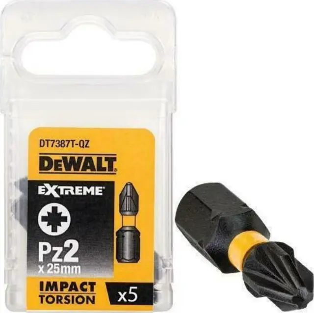 Pack of 5 Pz2 25mm Impact Torsion Screwdriver Bit DT7387T-QZ DeWalt