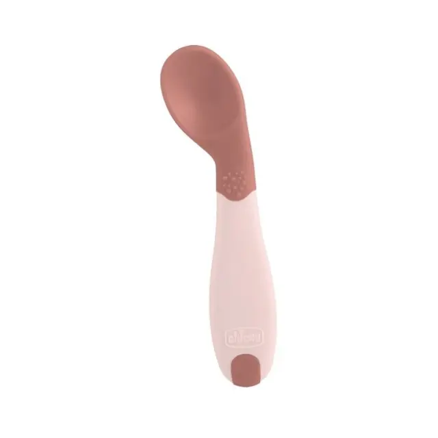 Chicco Κουτάλι Σιλικόνης Αρχής Natural Ροζ για 8+ Μηνών
