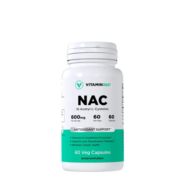 Vitamin360 NAC 600 mg - N-Acetyl L-Cysteine 60 Veg Capsules