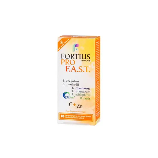 Geoplan Fortius Pro F.A.S.T. Φόρμουλα με Προβιοτικά Βιταμίνη C Ψευδάργυρο 10 Διασπειρόμενα Δισκία