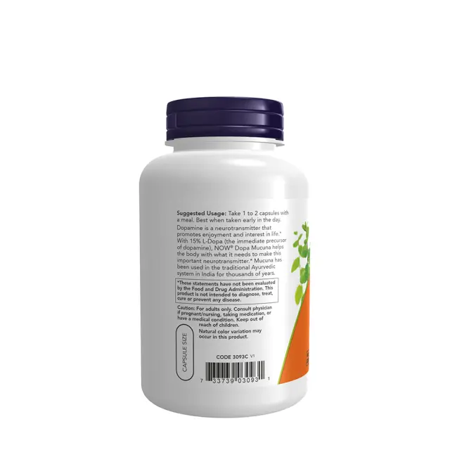 Now Foods DOPA Mucuna Veg Capsules 180 Veg Capsules 3