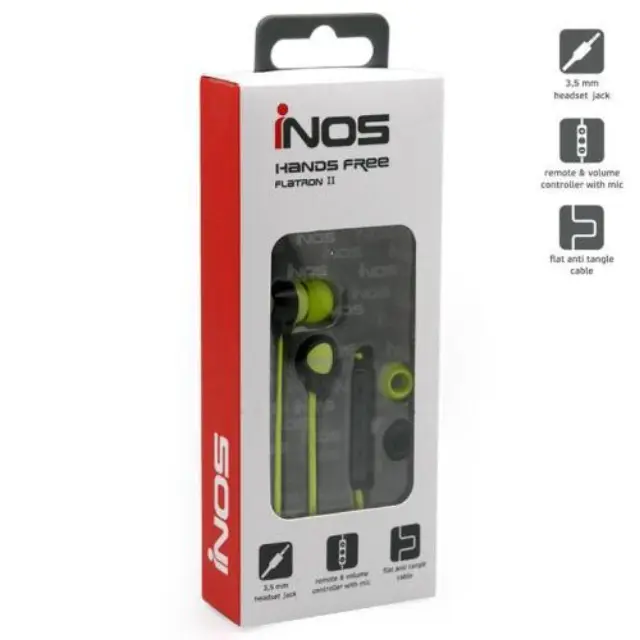 Hands Free Stereo inos 3.5mm Flatron II με Μικρά Ακουστικά Λαχανί-Μαύρο N63807