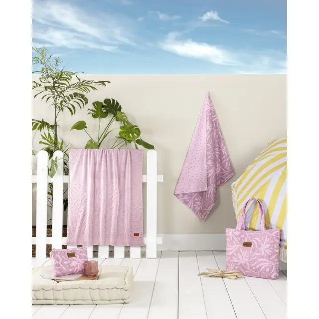 Πετσέτα Θαλάσσης 90x160 420gsm Nima Kiui Jacquard Pink 100% βαμβακερό 2