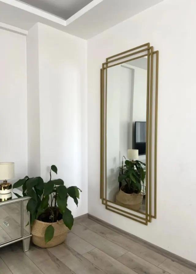 Stewehome Διακοσμητικός Καθρέφτης Δαπέδου με Χρυσό Πλαίσιο 180x80 cm 3