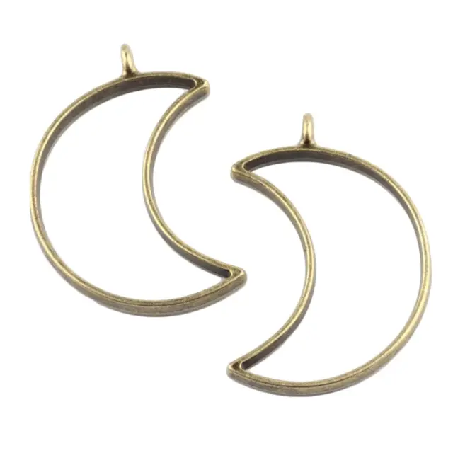 Μεταλλικό Κρεμαστό Open Back - Moon - 38x25.5x3.5mm - Antique Bronze - 4τεμ