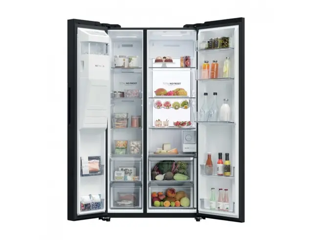 Ψυγείο Side by Side Haier HSW79F18DIGB No Frost, με Βρυσάκι Νερού, Wi-Fi, Bluetooth, Συνολική Χωρητικότητα 601L, Ενεργειακή Κλάση D και Ύψος 177.5m - Black34005967 2
