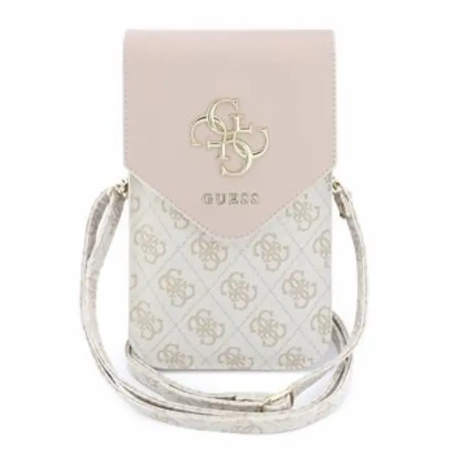 Guess PU Leather+Grained 4G Metal Logo Phone Bag Pink