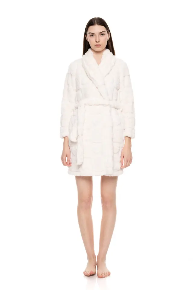 W1683 - White - ROBE FLEECE LOVE