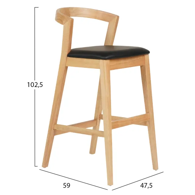 ΣΚΑΜΠΟ ΜΠΑΡ FB99952.01 RUBBERWOOD ΣΕ ΟΑΚ-ΜΑΥΡΟ PU 47,5x59x102,5Υεκ. 2