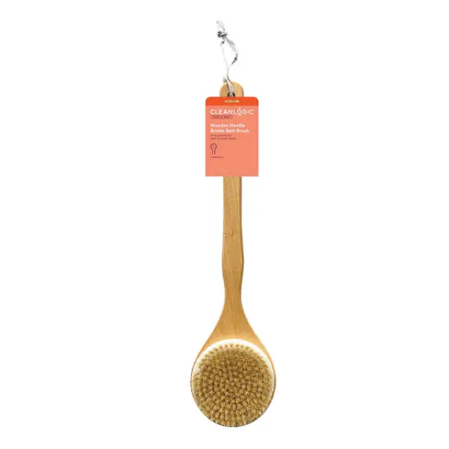 Cleanlogic Bath & Body Wooden Handle Bristle Bath Brush