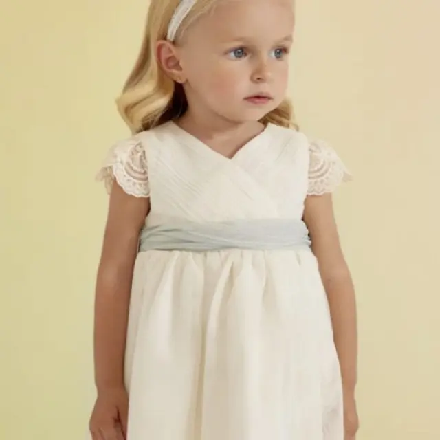 Baby 6 μηνών έως 4 ετών Φόρεμα Τούλι Πιέτες Εκρού Πράσινο - 12M 2