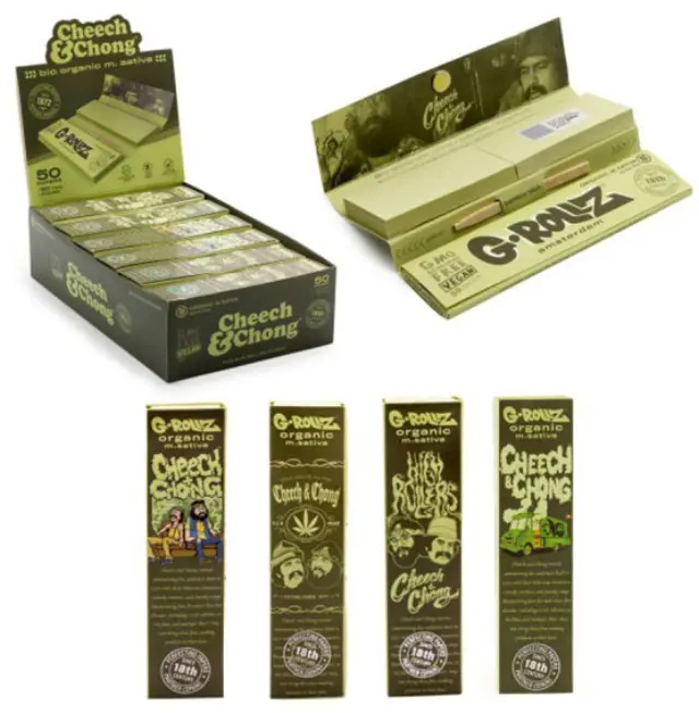 G-Rollz Χαρτάκια Organic Green (Cheech & Chong) - King Size Slim 50φ. με Τζιβάνα 2