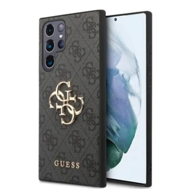 Guess PU 4G Metal Logo Case for Samsung Galaxy S24 Ultra Grey
