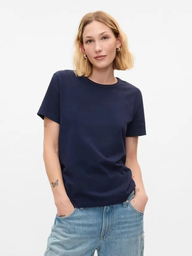Μπλε Vintage Μπλούζα από 100% Οργανικό Βαμβάκι Deep navy blue