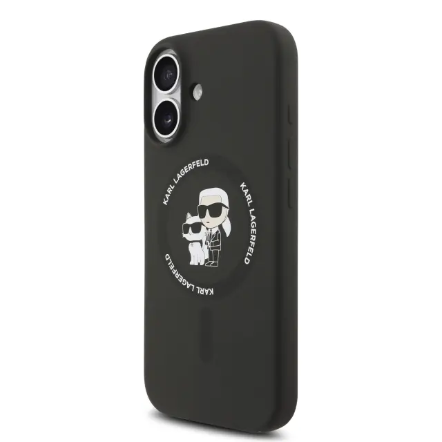 Karl Lagerfeld Liquid Silicone Karl and Choupette MagSafe Case for iPhone 17 Black 2