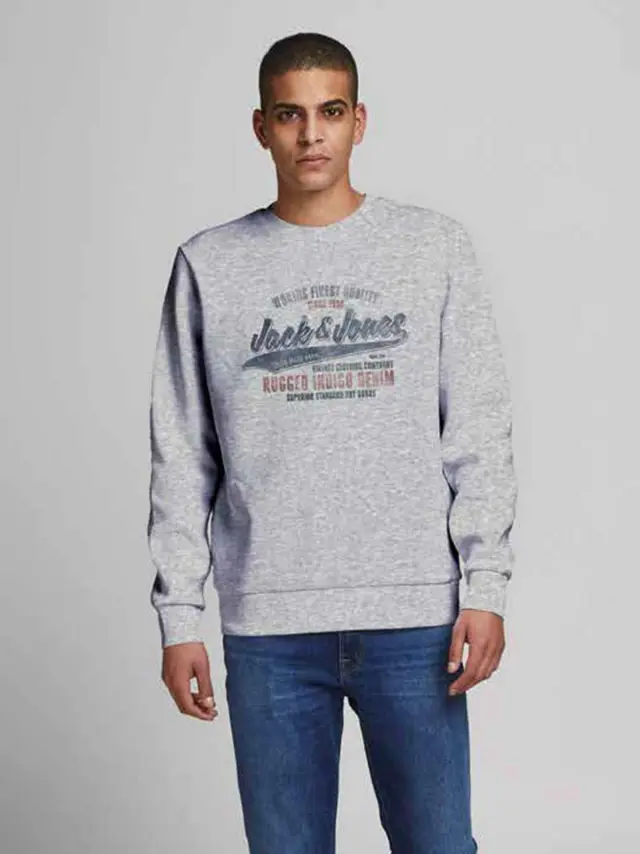JPRBLUBILLY LOGO SWEAT CREW NECK FST Light Grey Melange