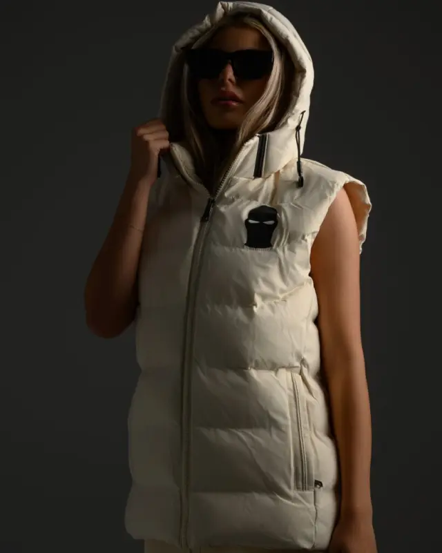 Ghetto Puffer Vest with Off-white Mask Logo | Streetwear Unisex 2