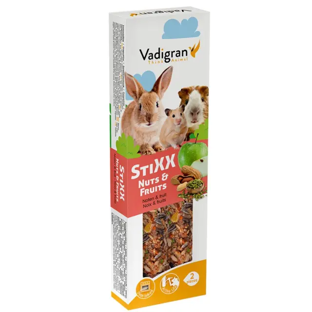 Vadigran Stixx Rodents Nuts & Fruit Στικς για Τρωκτικά με Ξηρούς Καρπούς & Φρούτα 2τμχ 200gr