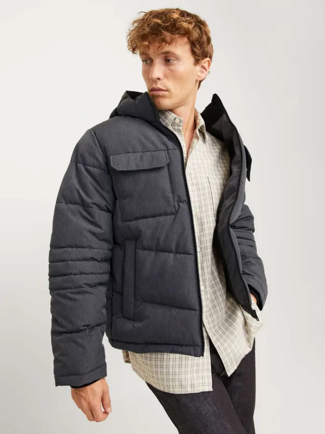 JJBUILD PUFFER JACKET Dark Grey Melange 2