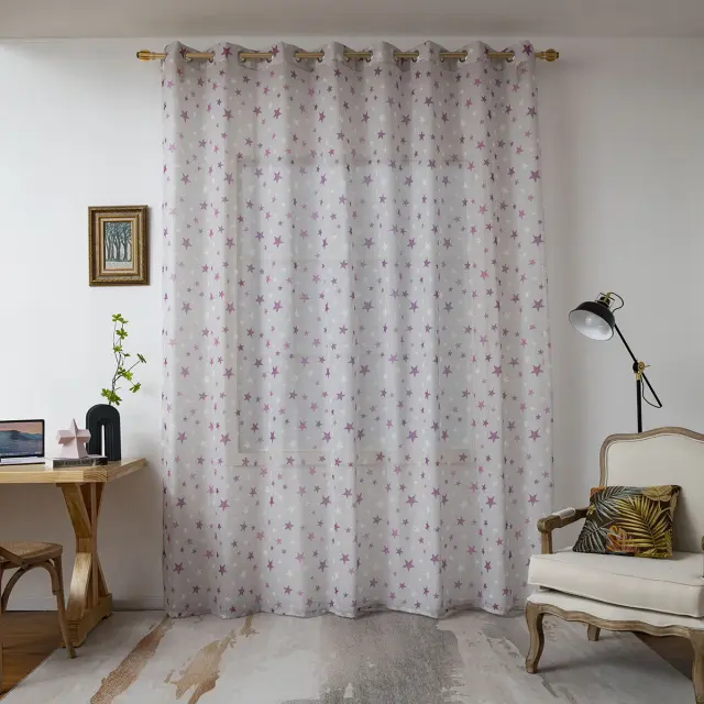 Κουρτίνα Με 16 Κρίκους 280x280 Γάζα Beauty Home 6122 Γκρι 100% Πολυέστερ