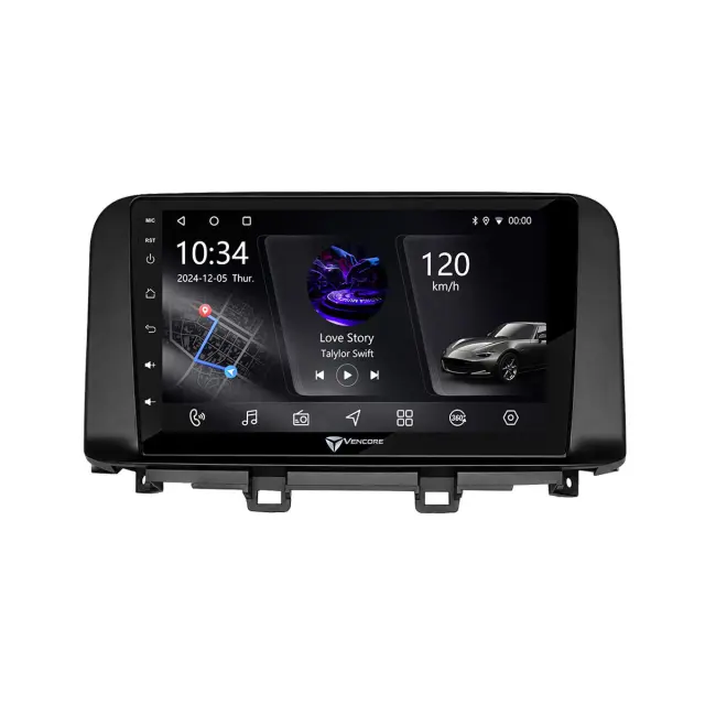 VenCore Οθόνη Multimedia Android 15 10.1" PX5S Octa-Core 2GB/32GB IPS με Πρόσοψη, CarPlay, Android Auto και Υποστήριξη Κάμερας 360° για Hyundai Kona 2018-2023 – Μαύρη (3236-10006-0342B) 2