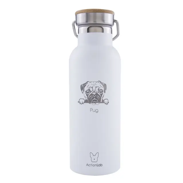 Eco Life Bamboo Thermos Bottle Λευκό Pug 500ml Λευκό
