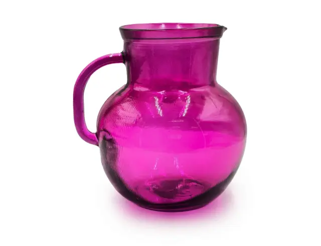 Κανάτα με χερούλι Glass Drops Ribbed (3198DB276) Από ανακυκλωμένο γυαλί, Χωρητικότητας 2.3L, Διαστάσεων Ø 20 x Υ 20 cm, Magenta 3198DB276 2