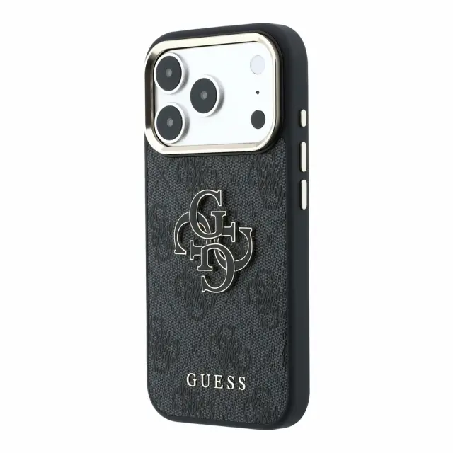 Guess PU 4G Resin Metal Logo Case for iPhone 18 Pro Max Black 2