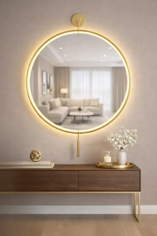 Stewehome Μεταλλικός τοίχου καθρέφτης με LED φωτισμό και ασύρματη λειτουργία 50x75 cm 3