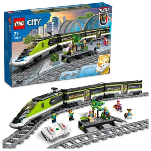 Lego City Passenger Express Train (Set With Remote-Controlled Train With Headlights 2 Cars And 24 Rail Elements) (60337) (LGO60337)