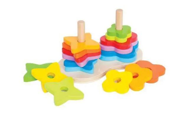Hape Double Rainbow Stacker Στοίβαξε τα Πολύχρωμα Σχήματα-19 Τεμ. 2