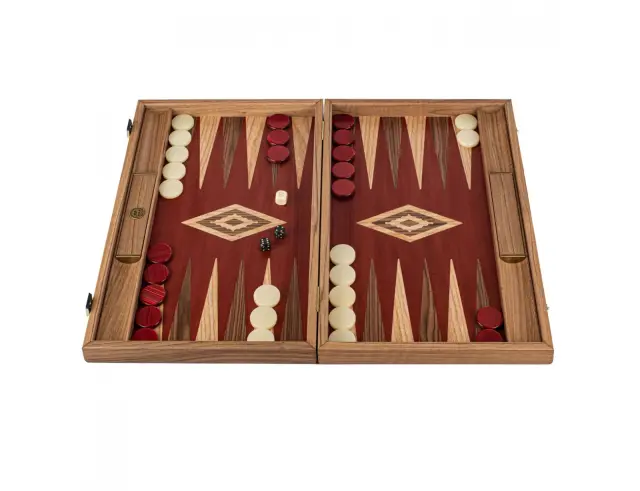 Σετ Χειροποίητο Τάβλι Premium Walnut with Red Oak Manopoulos από Ξύλο με διαστάσεις 48x30cmBKR1