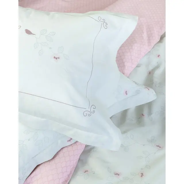 Σετ Σεντόνια Madame Dibo Μέντα, Ροζ Υπέρδιπλα (2 x 240x260 + 2 Μαξιλαροθήκες Oxford 4 πλευρών 52x72+5) 2