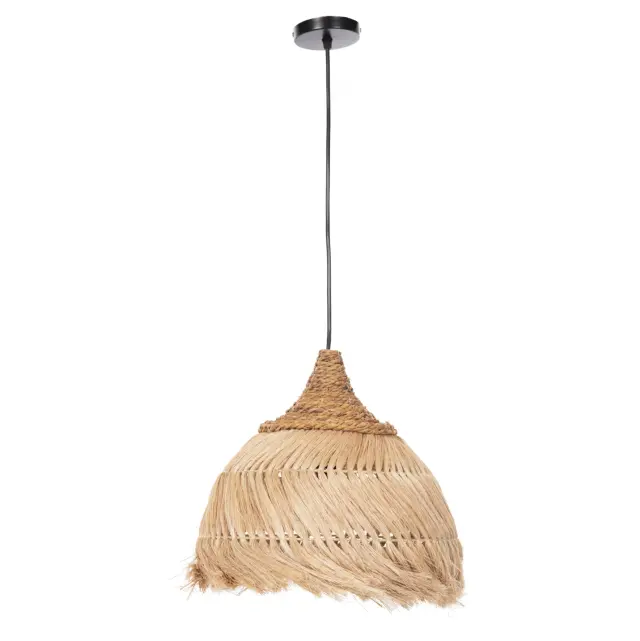 Φωτιστικό οροφής από ίνες Mendong Grass σε φυσικό Φ38x34-120 εκ.