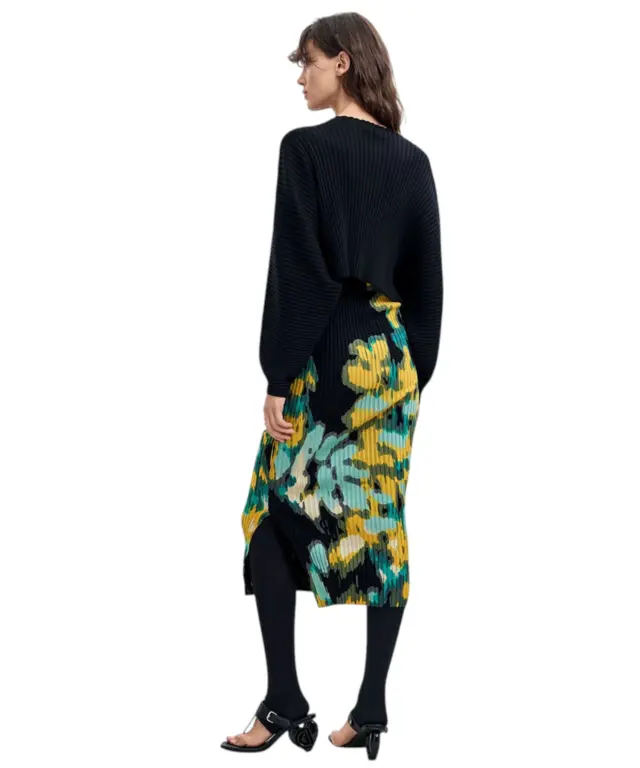 Desigual - Γυναικείο Μακρύ Φόρεμα Pauline 26WWVF01-8006 Μαύρο / Κίτρινο 3