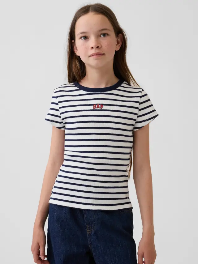 Παιδική Μπλούζα με Κεντήματα σε Ριμπ Πλέξη Navy stripe - XL